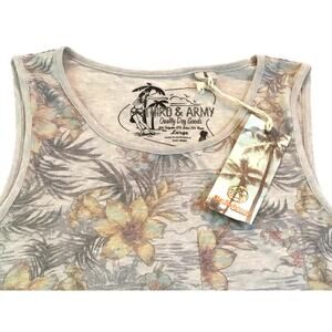 Third & Army Tropical Print Dress Tunic Gray Multi Large NWT